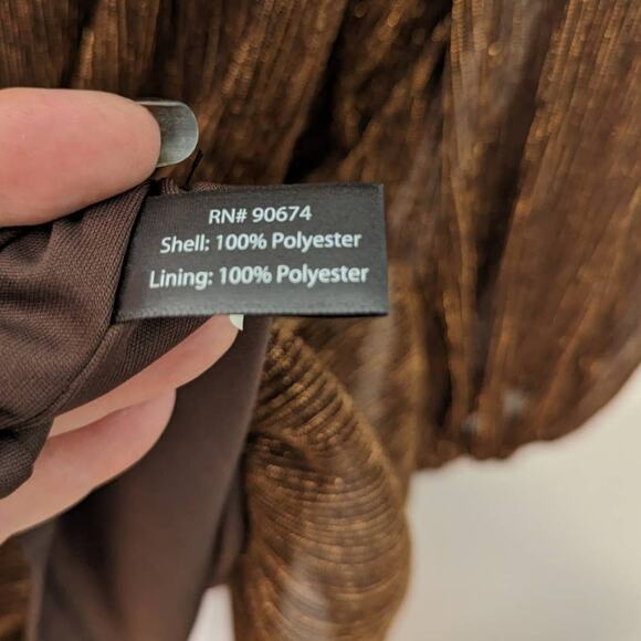 Boston Proper Bronze Metallic Pleated Above the Knee Dress NWT Size 12 - Picture 8 of 9